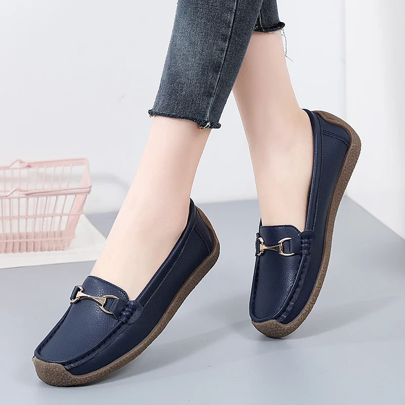 Mocassins en cuir à enfiler pour femmes