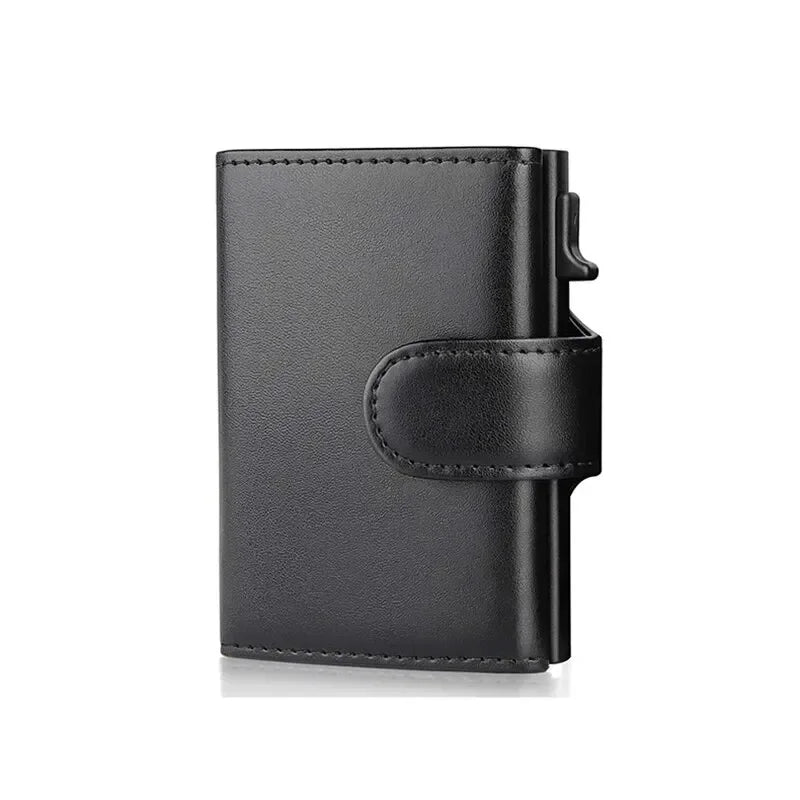 Portefeuille à trois volets en cuir microcarence Rfid pour hommes, porte-cartes, sacs d'argent, poche à monnaie mince, sac à main intelligent