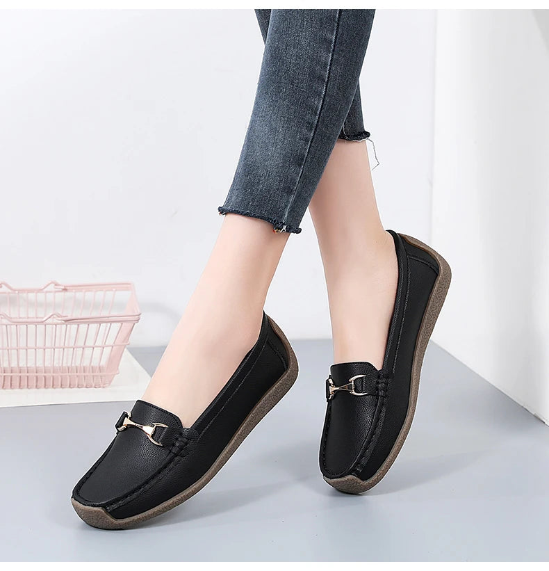 Mocassins en cuir à enfiler pour femmes
