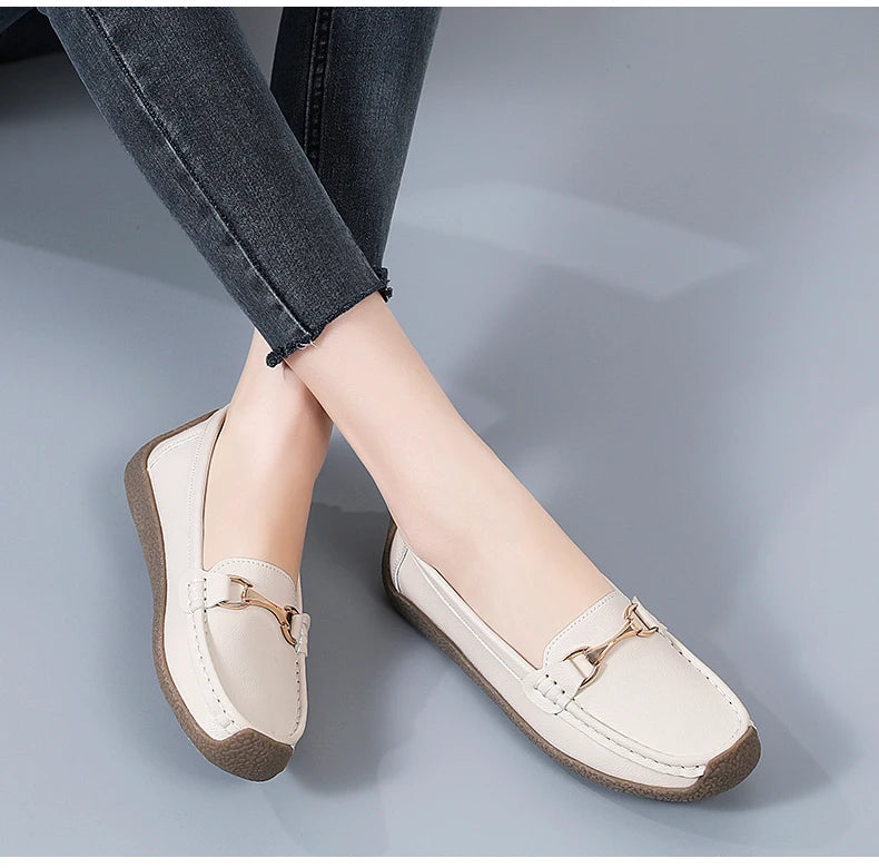 Mocassins en cuir à enfiler pour femmes