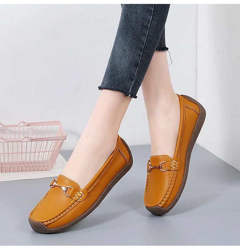 Mocassins en cuir à enfiler pour femmes