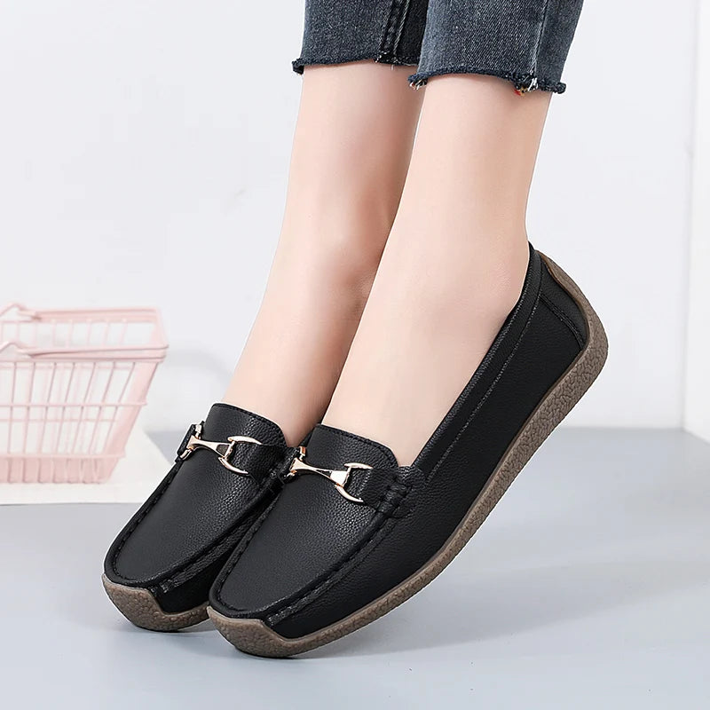 Mocassins en cuir à enfiler pour femmes