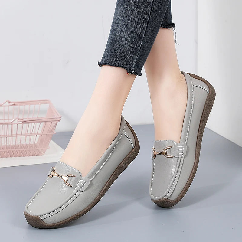 Mocassins en cuir à enfiler pour femmes