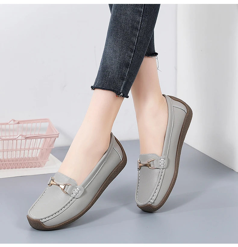 Mocassins en cuir à enfiler pour femmes