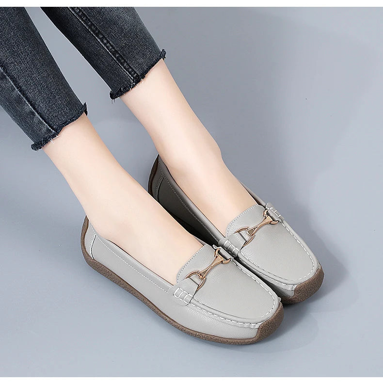 Mocassins en cuir à enfiler pour femmes