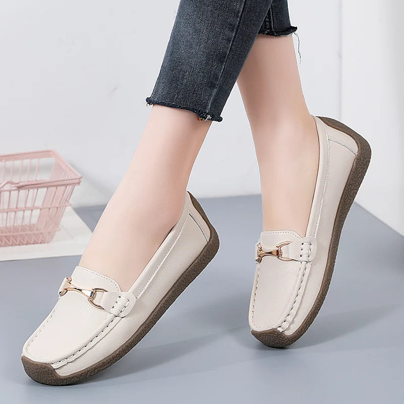 Mocassins en cuir à enfiler pour femmes