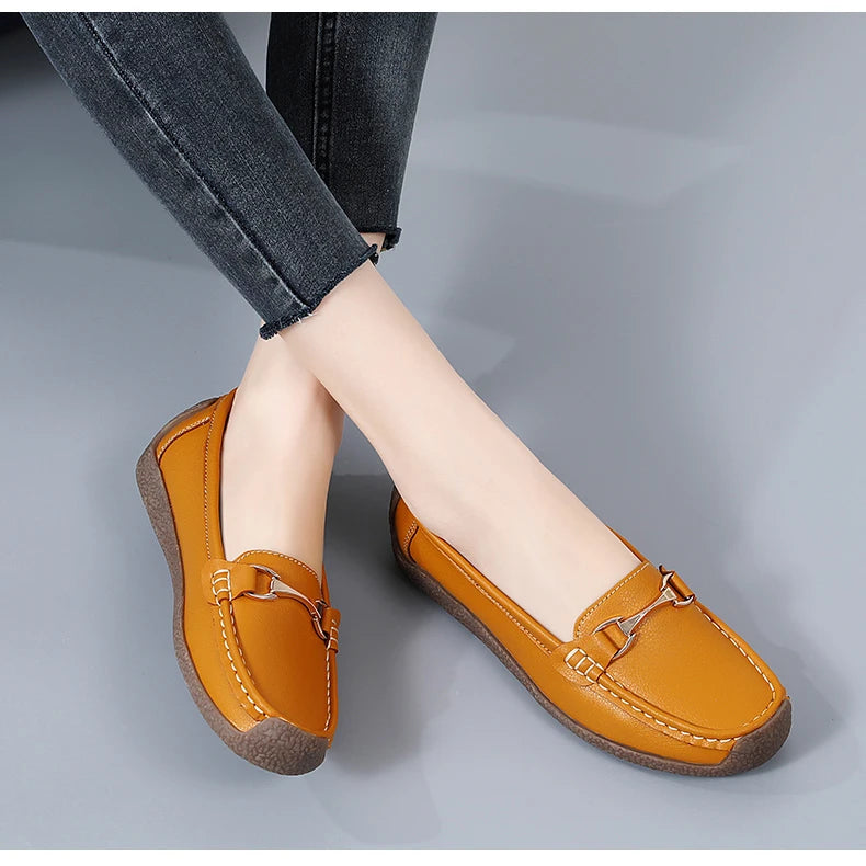 Mocassins en cuir à enfiler pour femmes