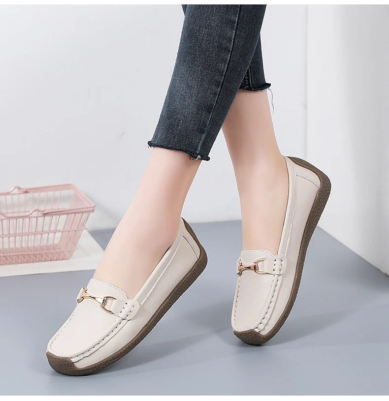 Mocassins en cuir à enfiler pour femmes