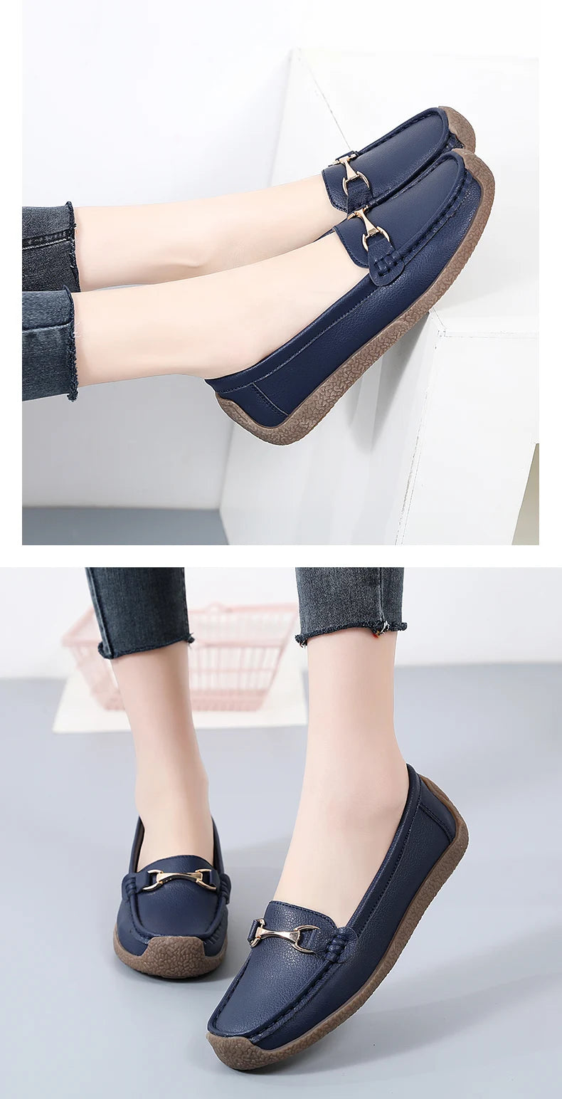 Mocassins en cuir à enfiler pour femmes