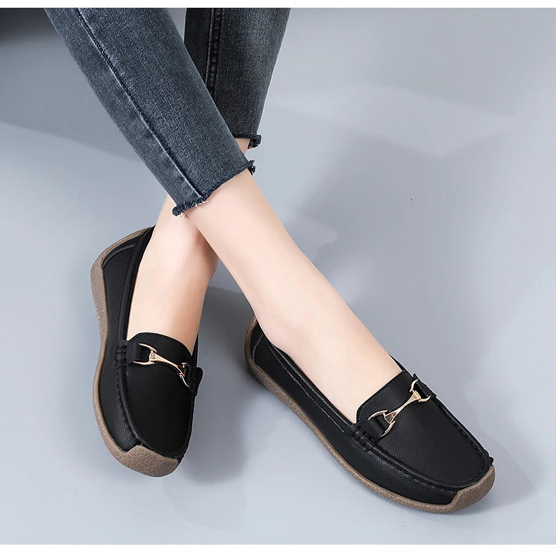 Mocassins en cuir à enfiler pour femmes