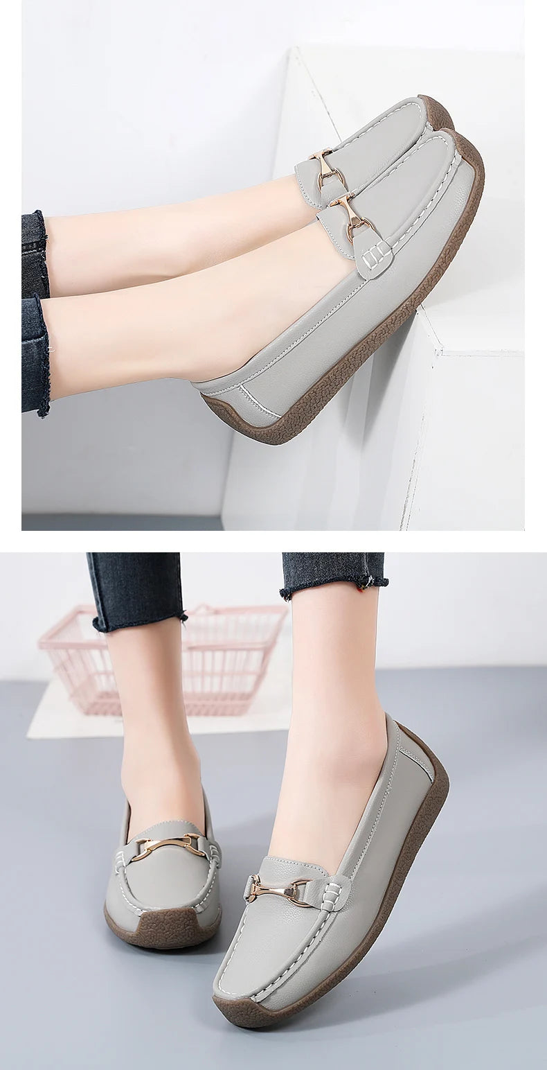Mocassins en cuir à enfiler pour femmes
