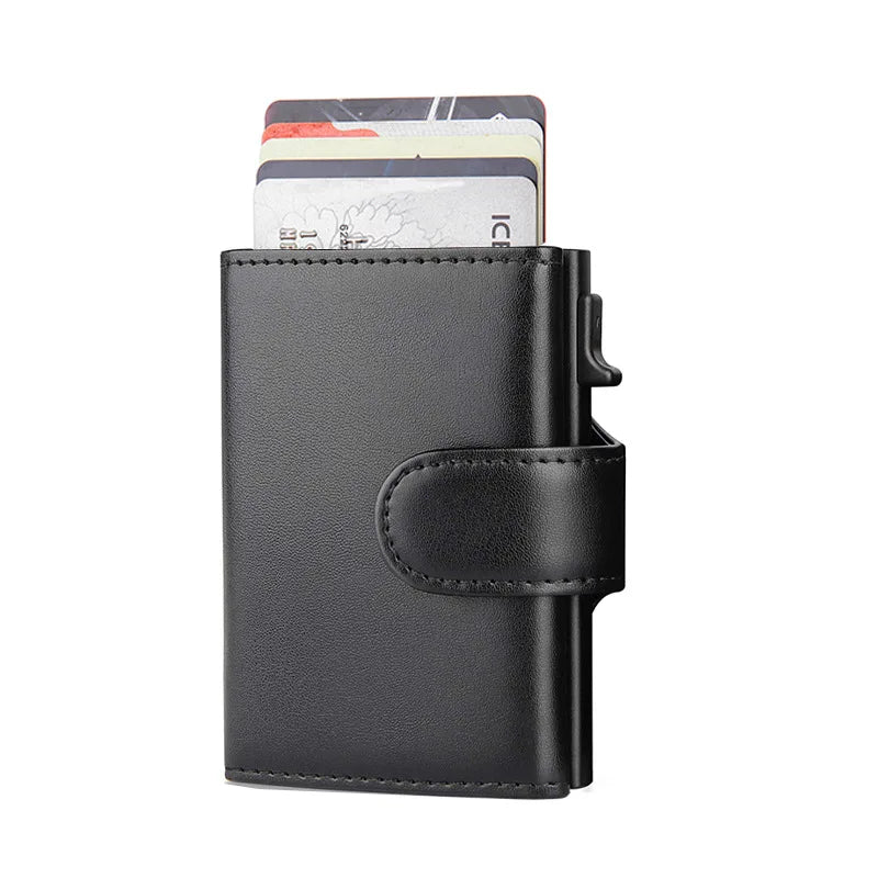 Portefeuille à trois volets en cuir microcarence Rfid pour hommes, porte-cartes, sacs d'argent, poche à monnaie mince, sac à main intelligent
