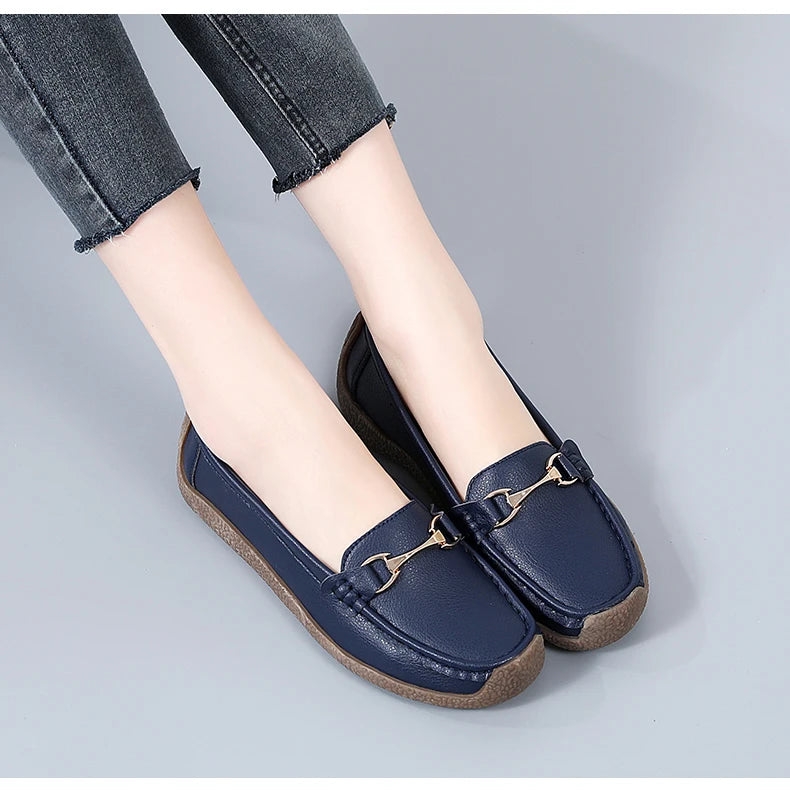 Mocassins en cuir à enfiler pour femmes