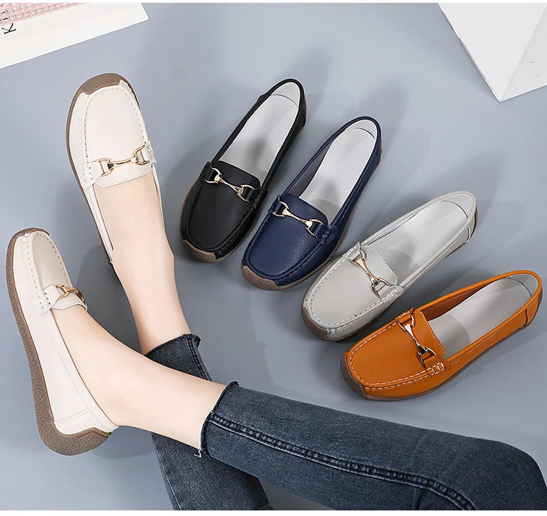 Mocassins en cuir à enfiler pour femmes