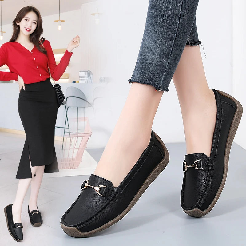Mocassins en cuir à enfiler pour femmes