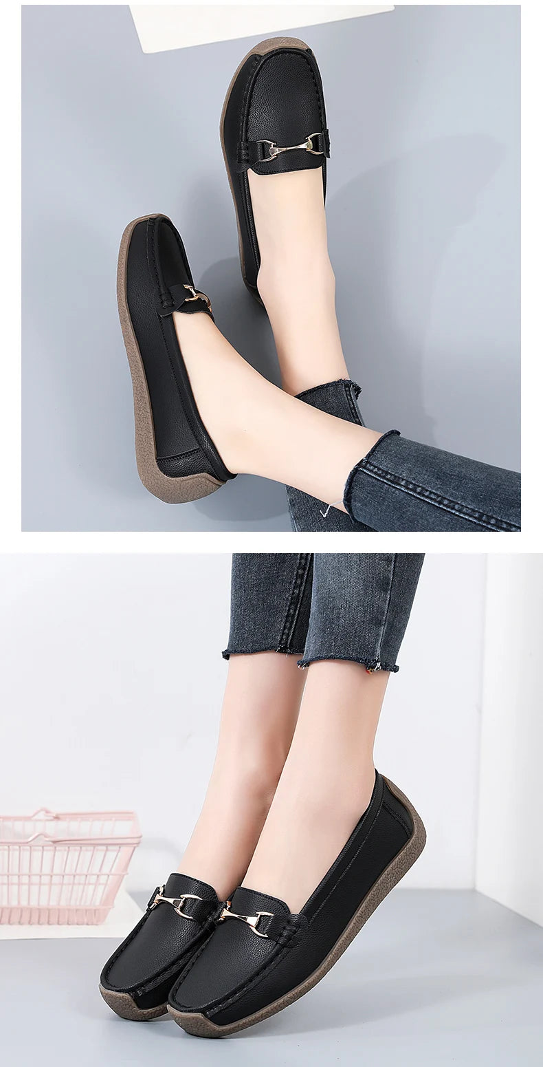 Mocassins en cuir à enfiler pour femmes