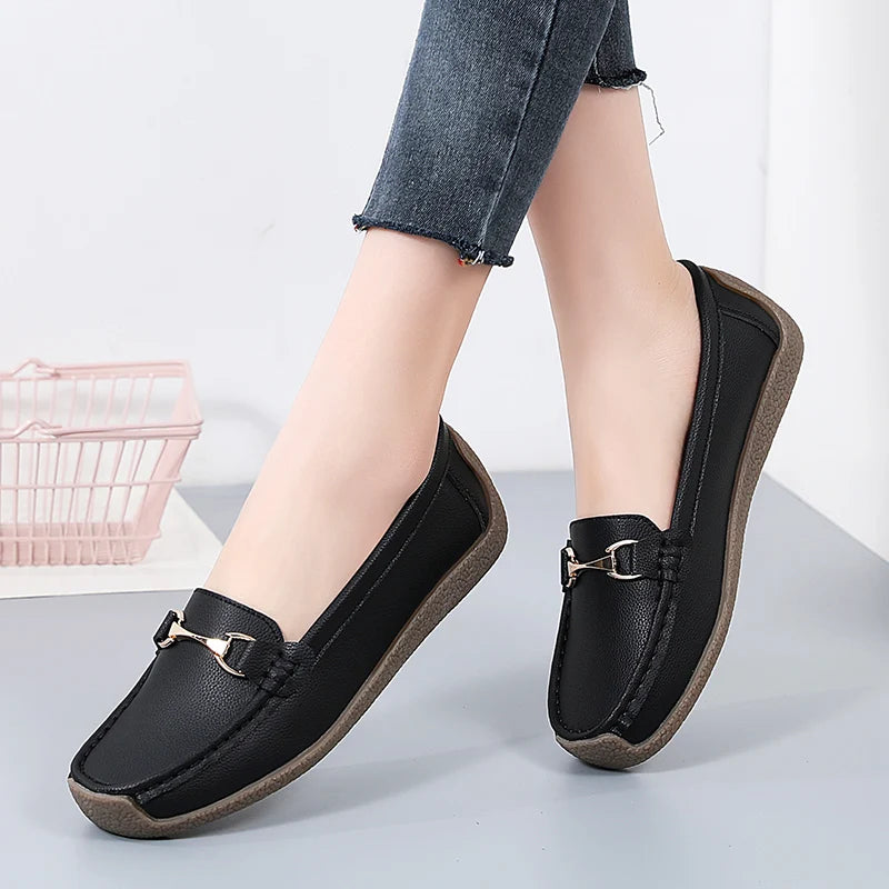 Mocassins en cuir à enfiler pour femmes