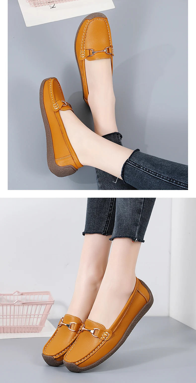 Mocassins en cuir à enfiler pour femmes
